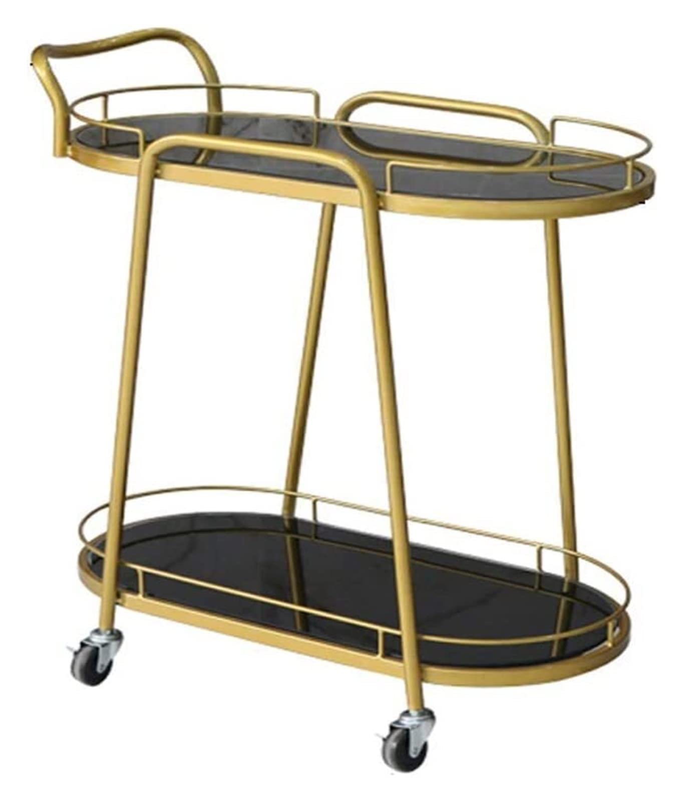 Carrito de té de 2 niveles y carrito con ruedas auxiliar de cocina
