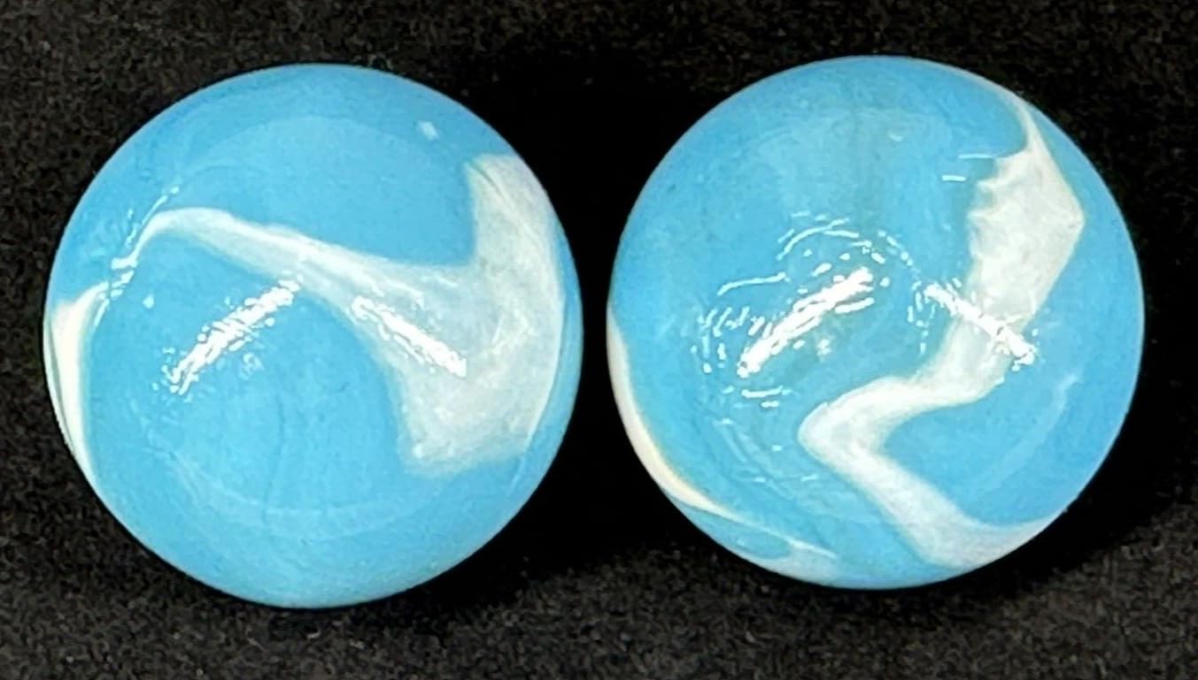 Big Game Toys 2 BOULDERS 35mm Neptune Marbles Glass Blue/White Large Huge Swirl
