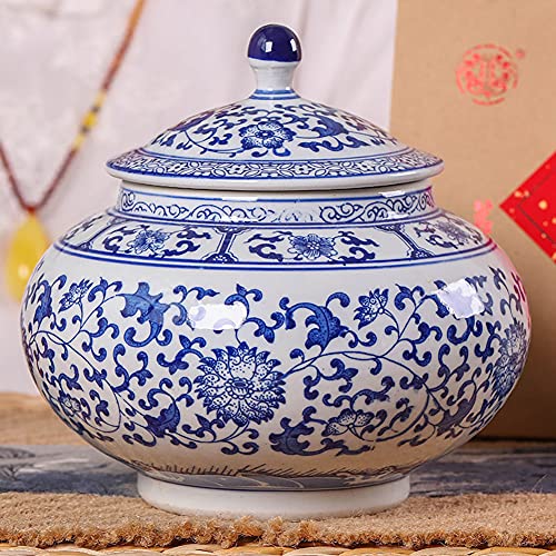 Vase décoratif fait main bleu et blanc en porcelaine style Ming - 3