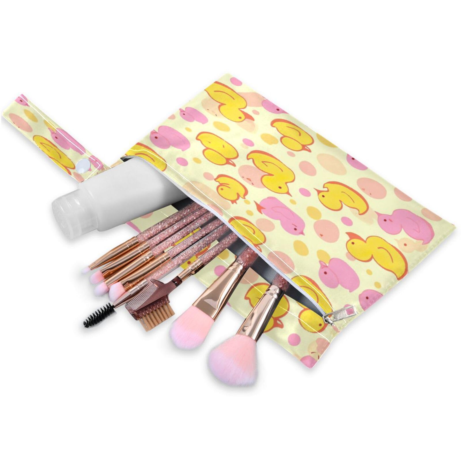 ATTX Yellow Pink Ducks Wet Dry Bags 2-Pack - Reusable Cloth Diaper Storage for Travel, Beach & Gym | Multi-Use Waterproof Bags for Swimsuits, Baby Clothes, Sports Gear#582