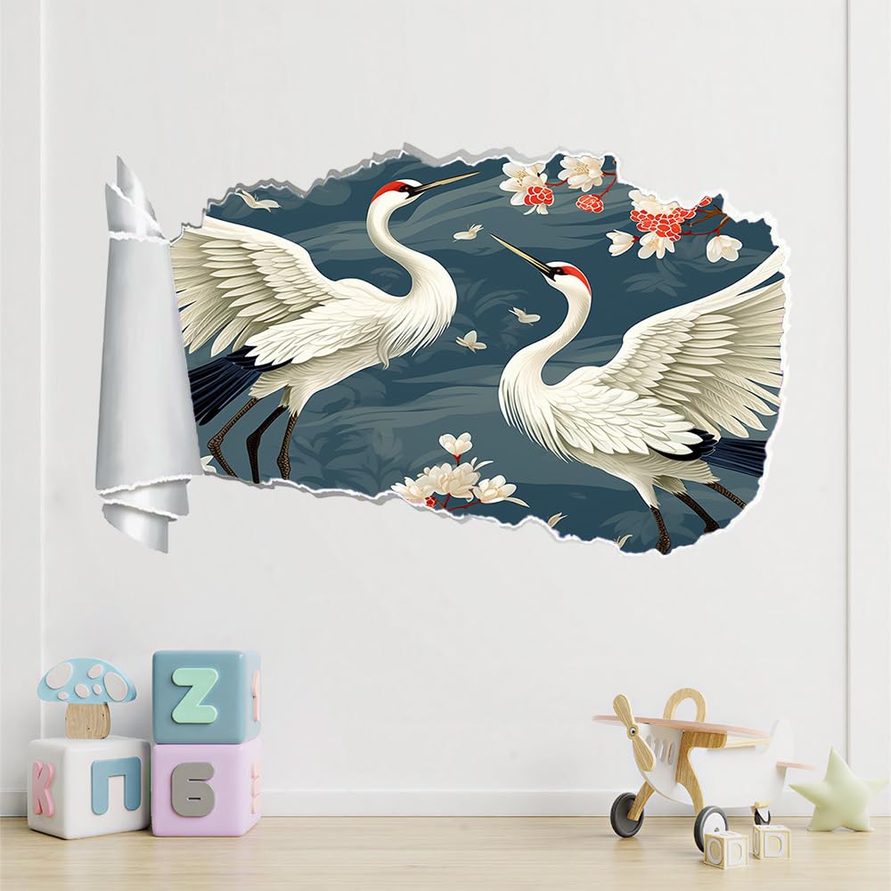 3D Durchbruch Wandtattoo Mädchen Kinderzimmer Kran Wandaufkleber Dekorative Blau Wandsticker für Junge Teenager Zimmer Wohnzimmer Schlafzimmer Wandbilder Deko