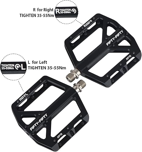 Miniatura 4 de FIFTY-FIFTY Pedales de bicicleta de montaña, pedales planos MTB antideslizantes, pedales de aleación de aluminio, rodamiento sellado de 916