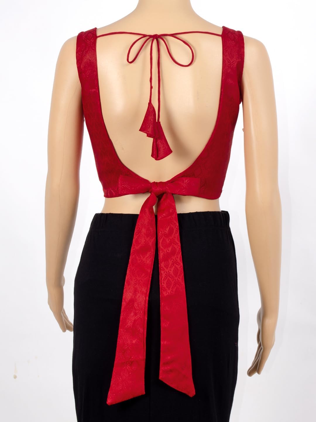 Chandrakala Sleeveless Blouses for Women Sarees,V Neck Backless Readymade Crop top Choli(B218-P) - Image 3