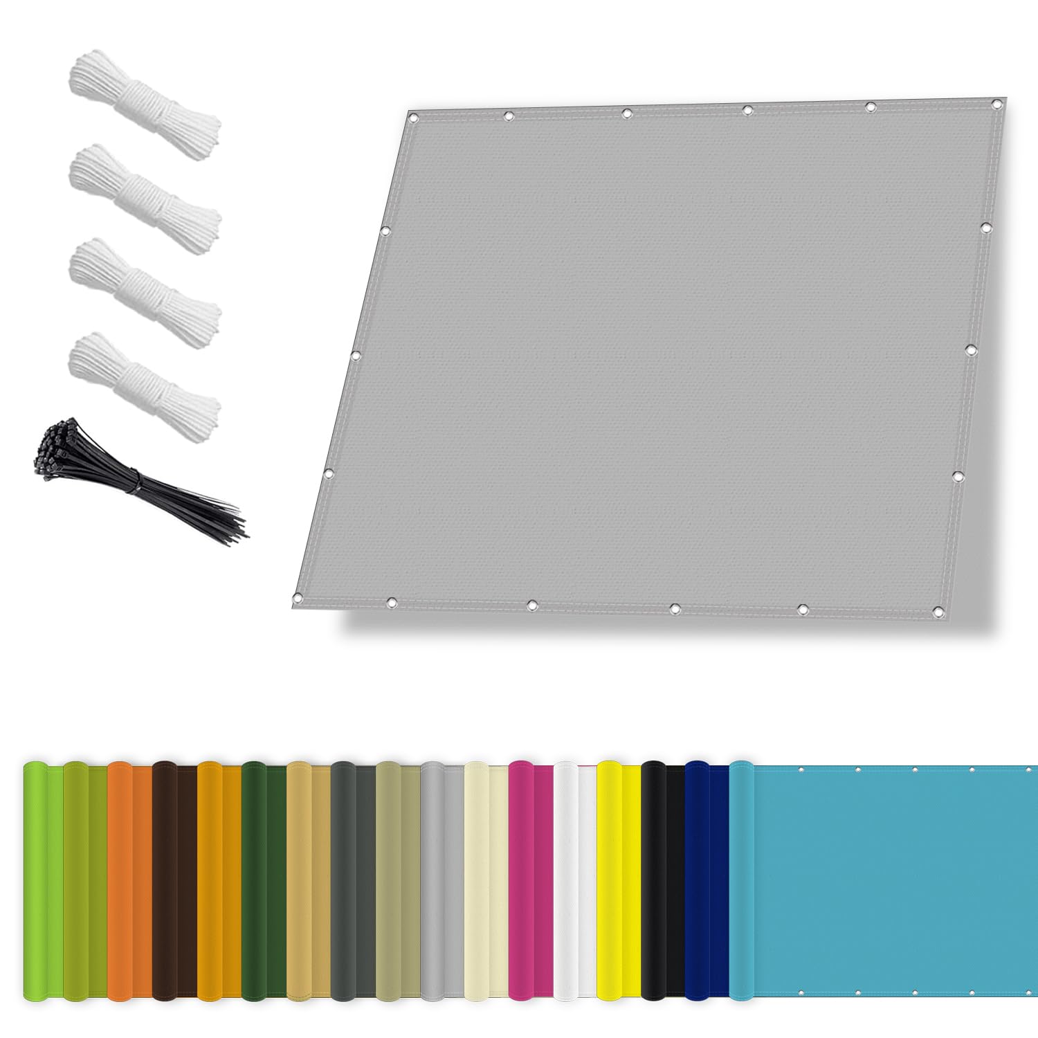 Sonnensegel wasserdicht 2x3M,Sonnenschutz- und Wetterschutz-Markise, UV-Schutz Schattiernetz mit Ösen und Kordel für Garten und Terrasse-Hellgrau