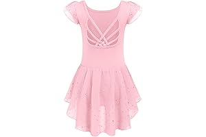Girls Ballet Leotards, Shiny Flutter Sleeve with Criss-Cross Back