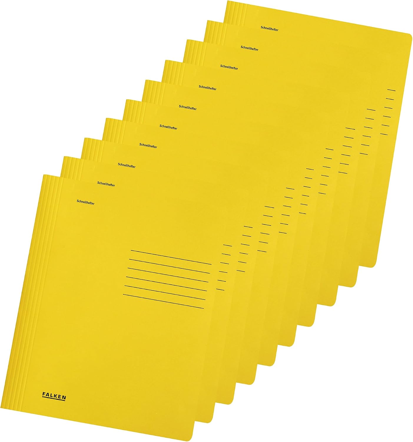 Original Falken Pack of 10 File Folders Intensive Colours Made in Germany Ready to Use Folded Folders Made from Recycled Cardboard DIN A4 Commercial and Authority Binding Yellow Blue Angel image 5