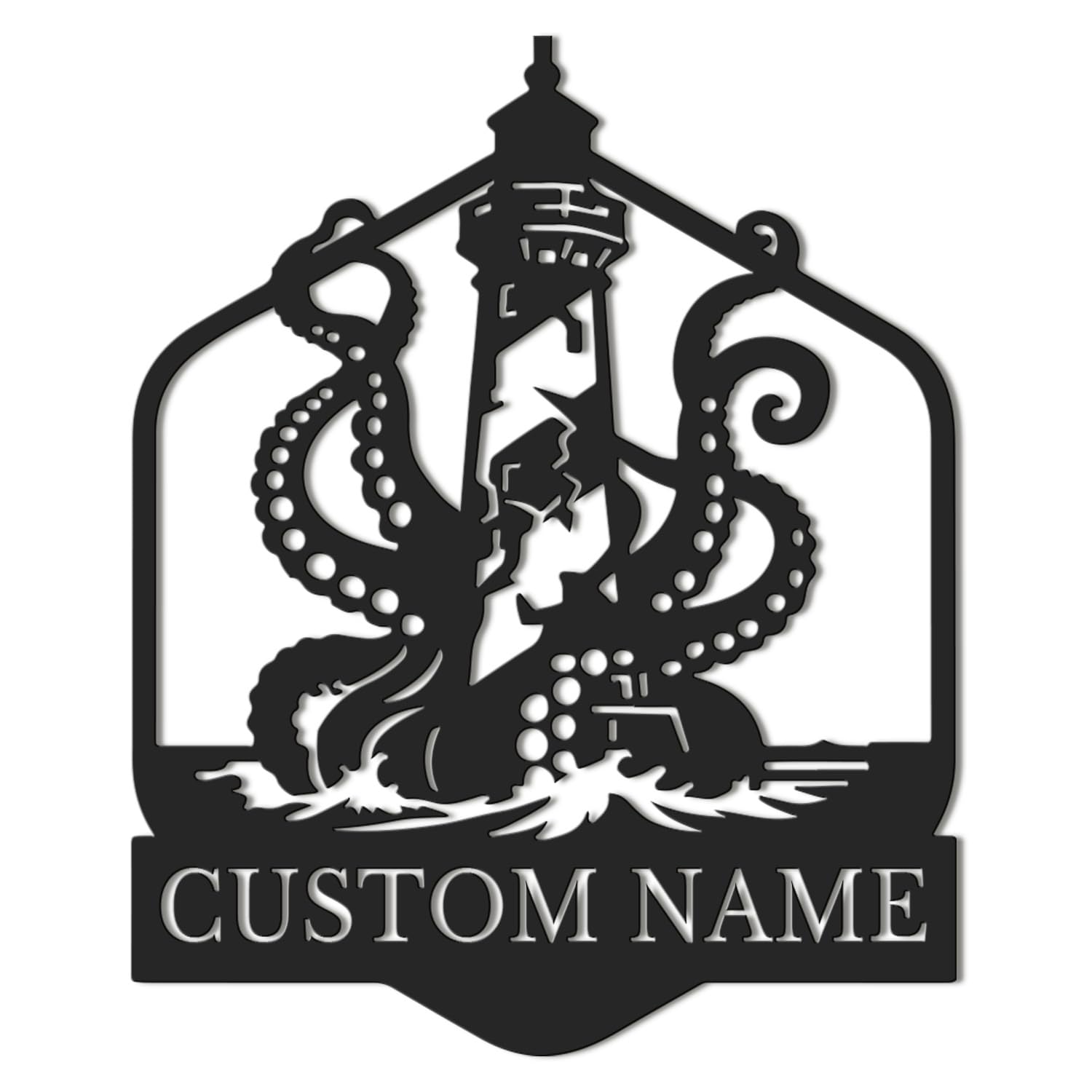 Custom Ship Octopus Tentacles Metal Wall Art, Personalized Skull Octopus and Anchor Metal Sign,Personalized Kraken Name Sign, Beach House Decor, Home Decor (Style-3)