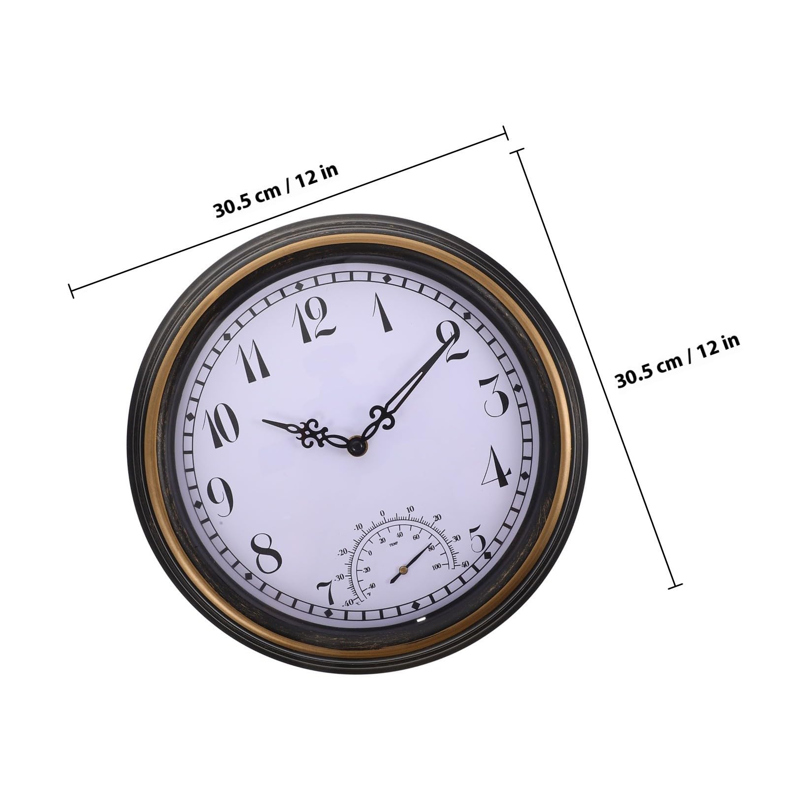 Cabilock Reloj de Pared Colgante para Dormitorio con Termómetro Exterior, Diseño Creativo y Material Plástico para Sala y Habitación