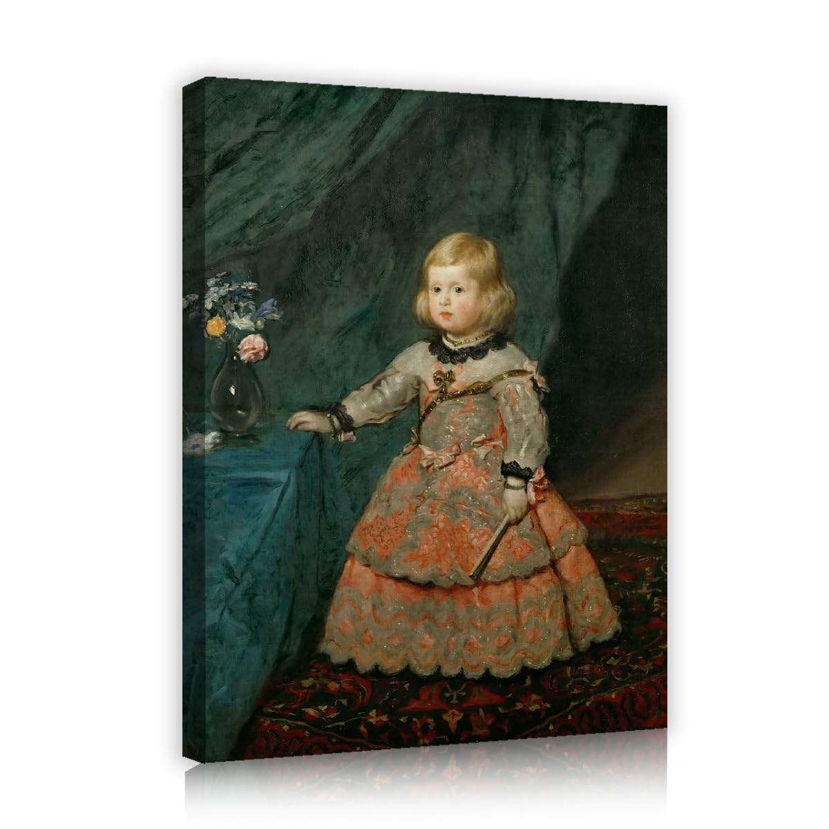 TOANGWALL Diego Velazquez Infanta Margarita Teresa In A Pink Dress Canvas Wall Art Lounge Little Princess Historic Canvas Painting For Hotel Decor 70x85cm