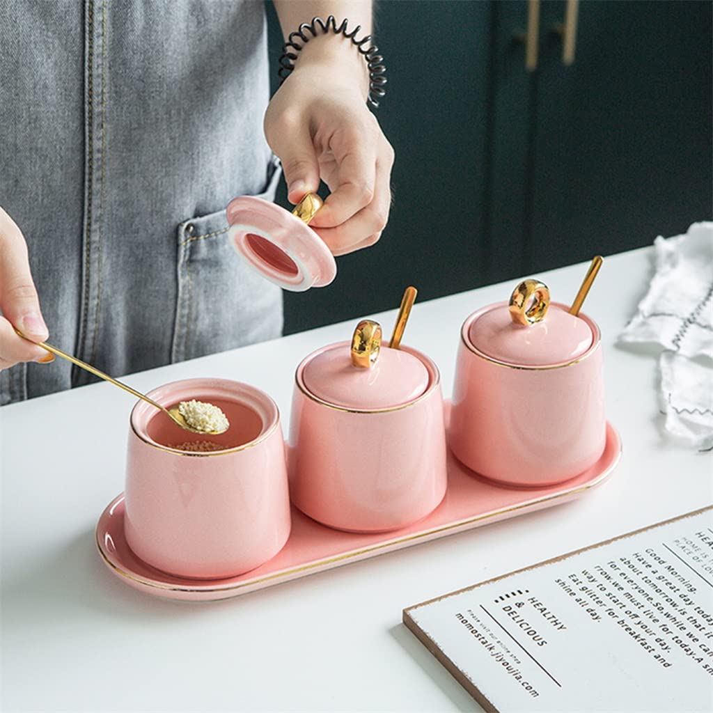 Sucrier en céramique avec Couvercle et cuillère pour la Maison et la Cuisine (Couleur:A,Taille (A comme Le Montre l'image)
