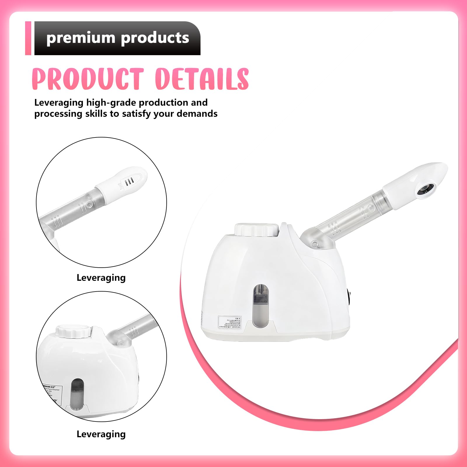 Vapor facial, sauna facial Nano iónico, humidificador caliente, vapor facial caliente, vapor facial para spa, sauna o salón, spray giratorio 360°, blanco