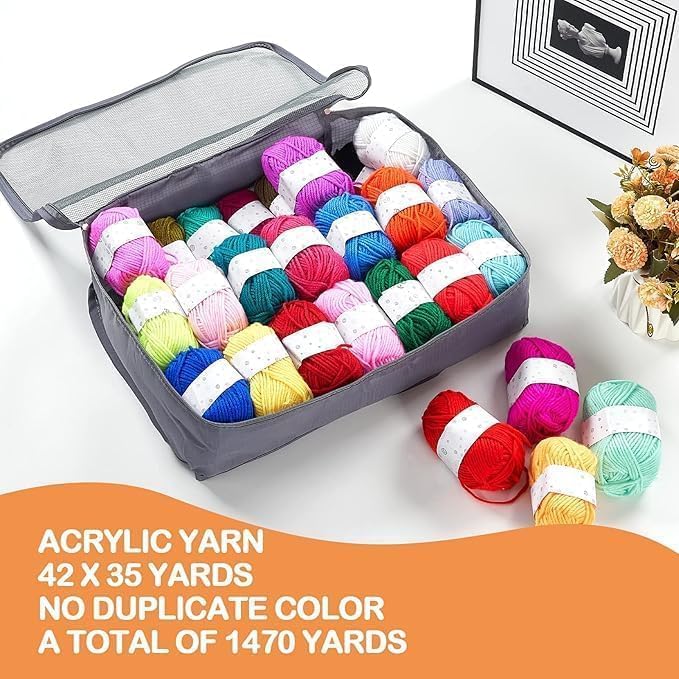 BESGEER 42 Rolls x 25G Acrylic Tufting Yarn Kit for Rug Making