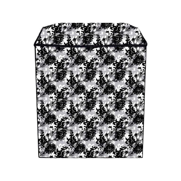 Image of PVC Printed Semi Automatic Washing Machine Cover Compatible For Samsung, Lg, Whirlpool 6Kg, 6.2Kg, 6.5Kg, 7Kg, 7.2Kg, 7.5Kg, 8kg, 8.5kg | Waterproof & Dustproof Cover, Black.