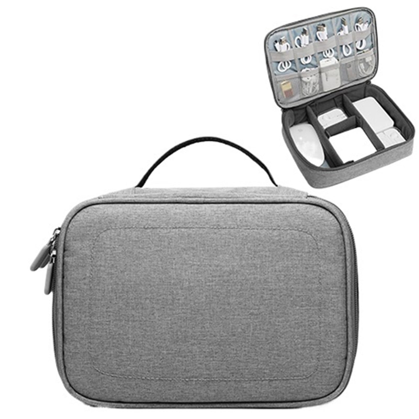 Organizer Cavi Custodia Multiuso/organizzatore for Accessori elettronici da Viaggio da 2 Pezzi, for Power Bank, Disco Rigido, Caricabatterie(Single Layer Gray)