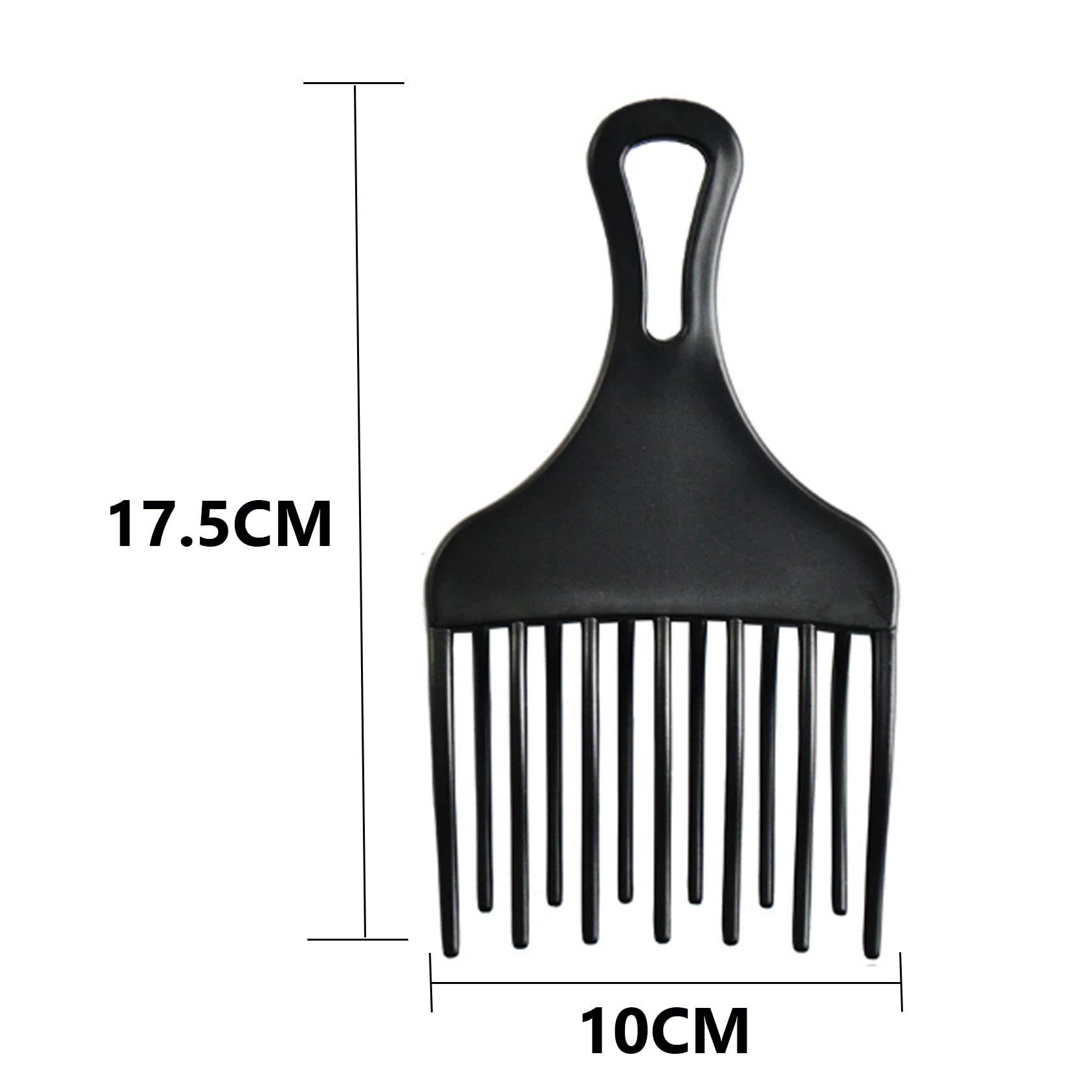 Professional Afro Pick Comb - Wide Tooth Detangling Hair Fork Comb for Men Women Barber Salon (L), Black - Image 3