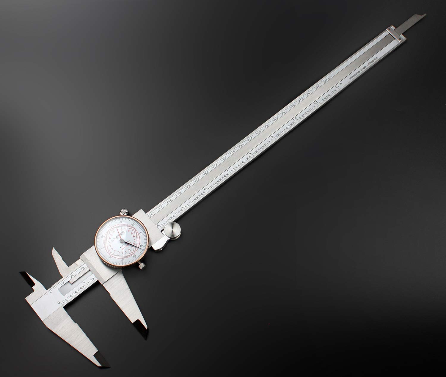 Accusize - 12" x 0,001"/300 mm x 0,02 mm, cal/metryczna podwójna igła precyzyjna suwmiarka tarczy, P920-S232