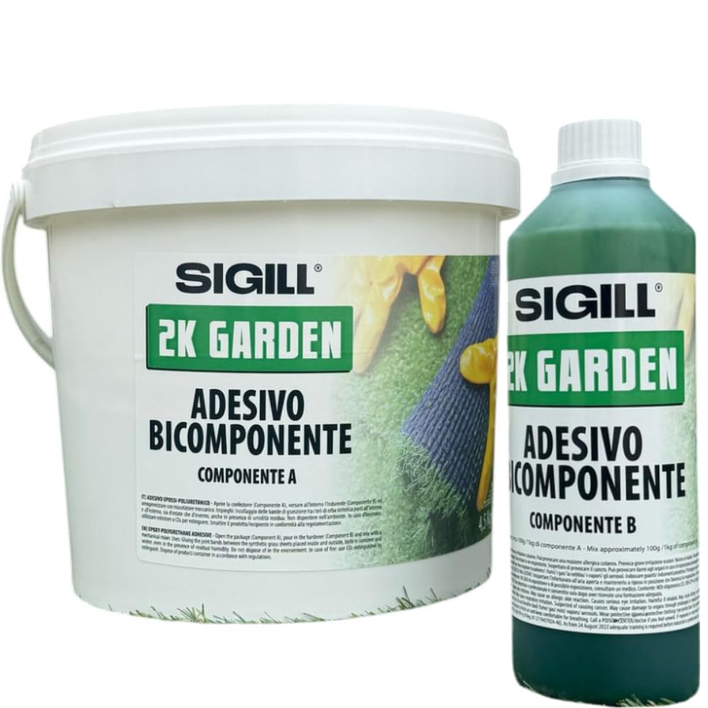 SIGILL Adesivo Epossi-Poliuretanico Bicomponente 2K Garden Incollaggio Fissaggio Posa Bande Giunzione Prati Sintetici