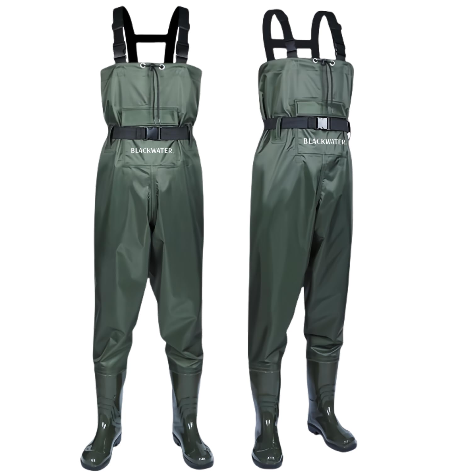 Blackwater Lightweight Fly Fishing Chest Waders Breathable Nylon Size 8 9 10 Welly Boot Green Booted Pocket Chest Wellington Strong Waterproof Duck Hunting Mens Carp Coarse (Nylon Boot UK size 8)