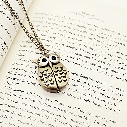 Vintage Cute Flying Owl Pocket Watch, Long Chain Sweater Pendant Necklace, for Women Men Birthday Christmas Gift (Wings)4