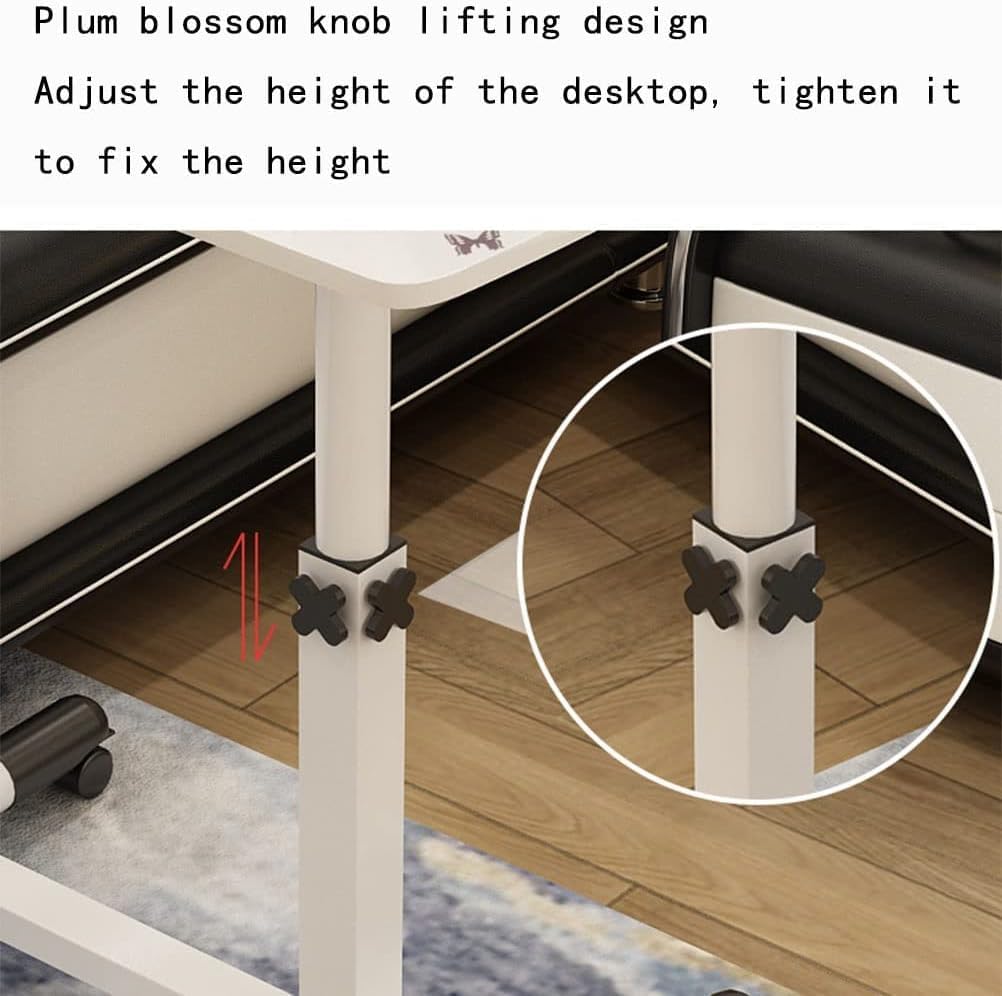 ELEFOCUS Portable Standing Desk Adjustable Height Mobile Laptop Sit-Stand Cart Angle Rolling Over Bed Folding Table with Wheels (Color:D)