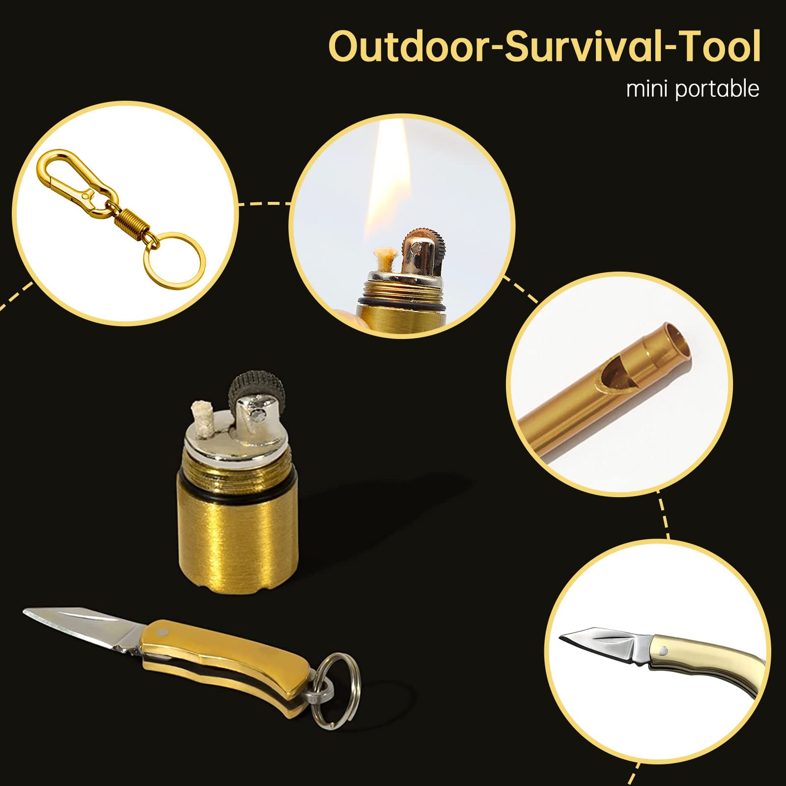 Zestaw narzędzi survivalowych! Mini brzytwa, mini lampa naftowa, narzędzia kempingowe i turystyczne, odpowiednie do aktywności na świeżym powietrzu.