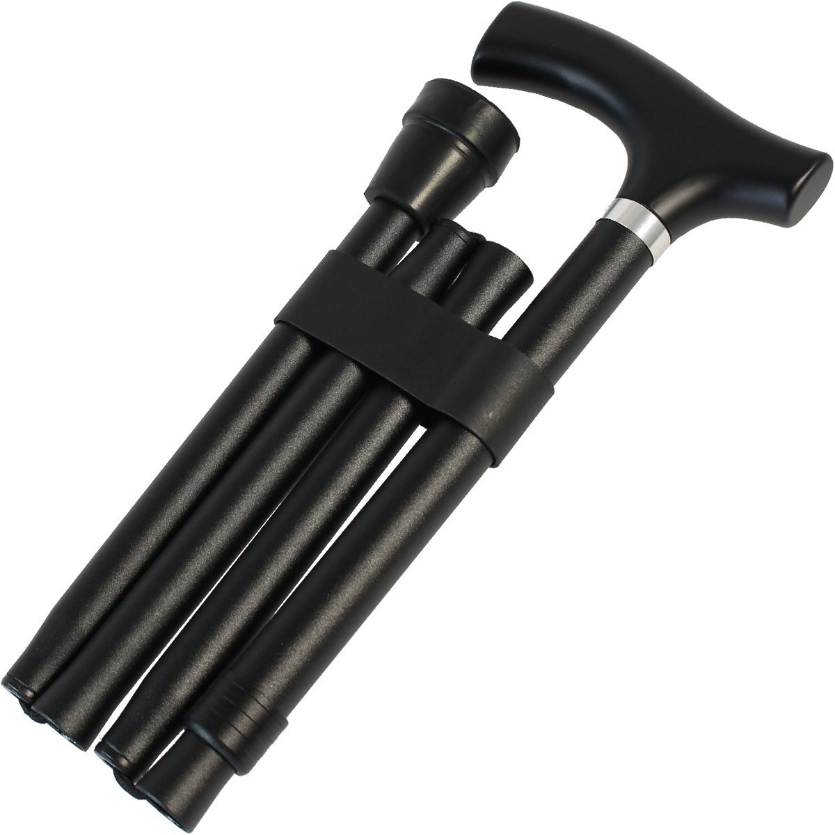 Faltstock dreifach, verstellbar 85-95cm, im Etui, schwarz, Gehstöcke