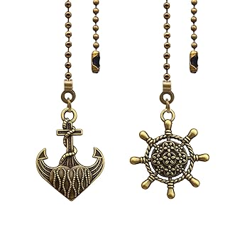 Dotlite Nautical Ceiling Fan Pull Chain Extender, 2Pcs 12In Bronze Decorative Fan String Pulls Pendant Extension, 3mm Diameter Beaded Fan Pull Chains Ornament with Connector