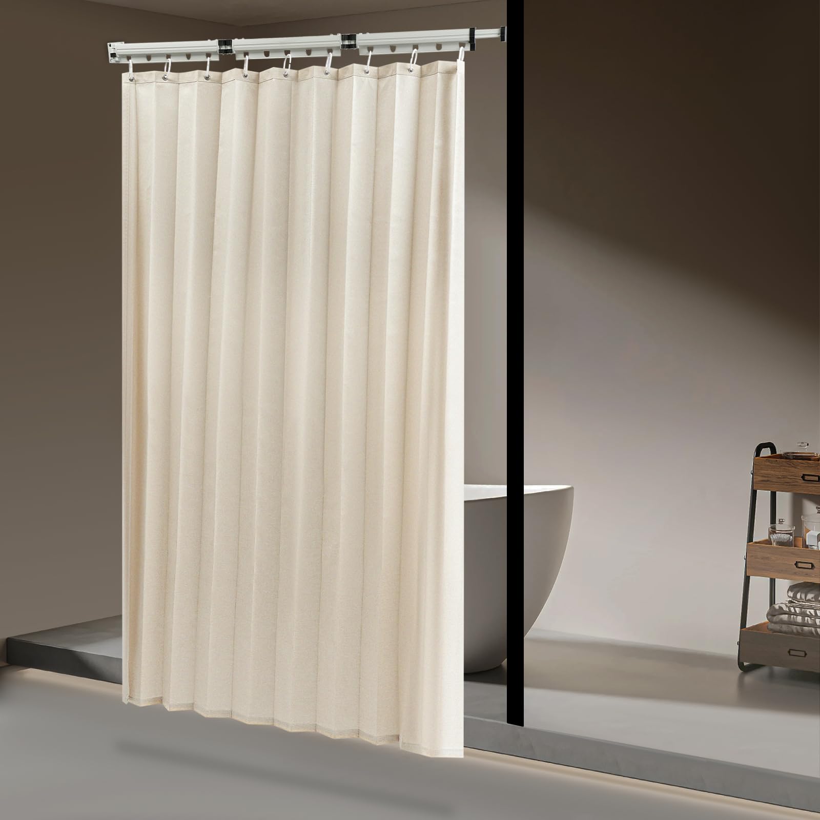 Rideau de douche pliable sans perçage en forme de L/U - Angle réglable - Pour douche d'angle - 120 cm - 3 plis