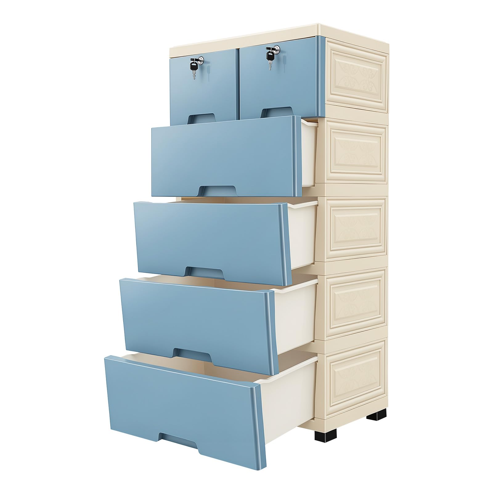 Armoire à tiroirs en plastique à 6 tiroirs avec roulettes