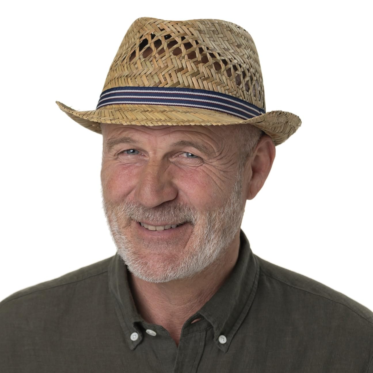 Lipodo Chapeau en Paille Harvester Stripes Femme/Homme - Made in Italy de Plage Soleil Trilby avec Ruban Gros Grain Ete Printemps-ete