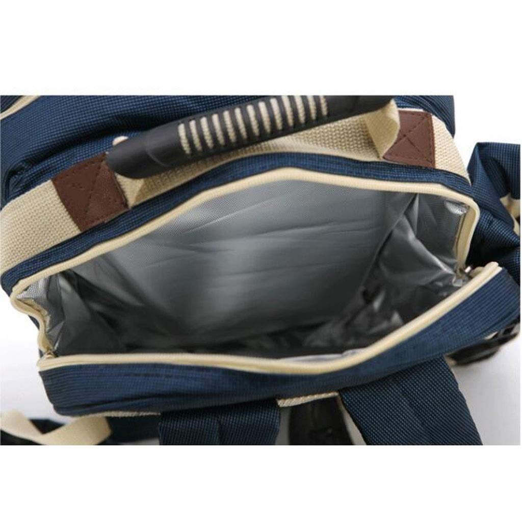 Bolsa de Picnic al Aire Libre Cesta de Picnic Mochila Bolsa de Aislamiento Mochila portátil para Cuatro Personas Bolsa de Aislamiento con vajilla (Color : Azul) (Azul)