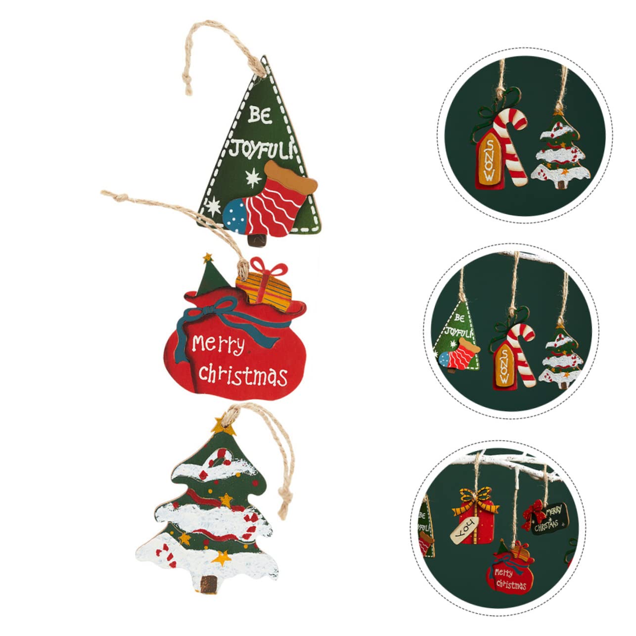 3 pièces décorations de noël noël en Bois Goutte Vacances Arbre Ornement Rustique Joyeux noël Signe décor de noël Bureau Haut décor Suspendus Ornements ustensiles de noël 7c Arbre de noël