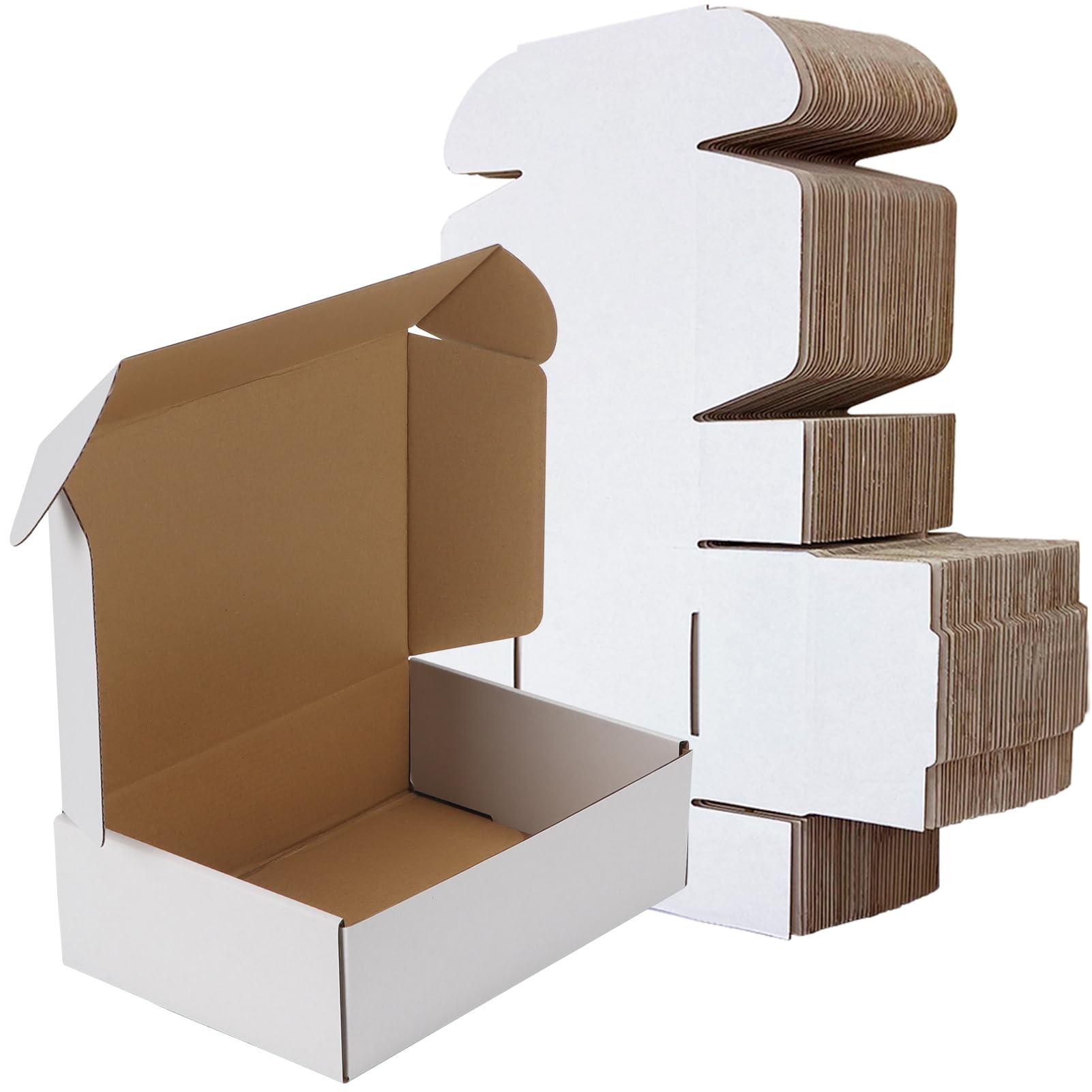 RLAVBL 254x178x77 mm (10x7x3 in) Shipping Boxes Set of 25, White Corrugated Cardboard Box for Packing, Mailing, Business — image 1