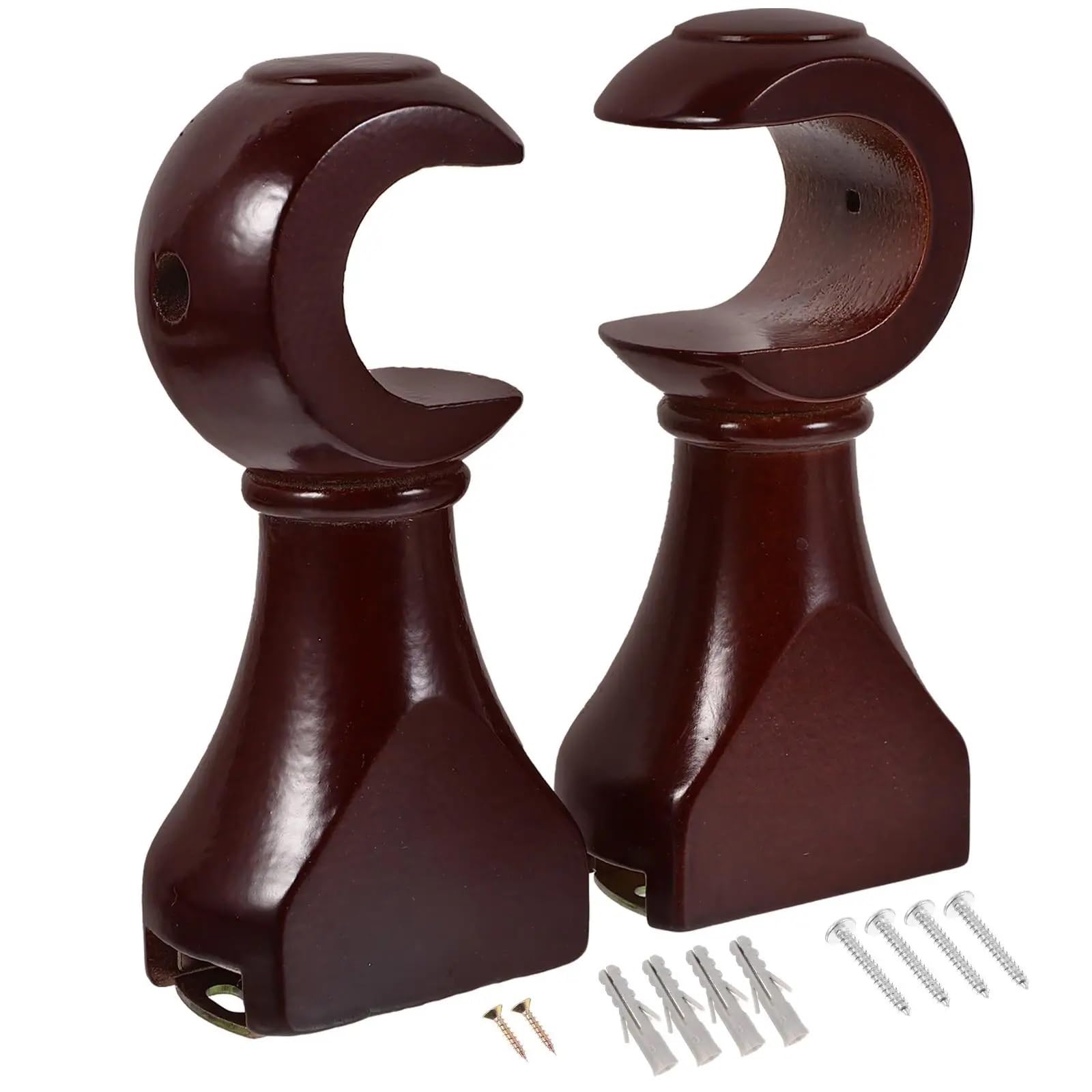 RUWLFE 2 Pcs Curtain Rod Brackets 28 Opening Replacement Holder Drapery Valance Stable Support Easy Install for Poles, Wall Rod