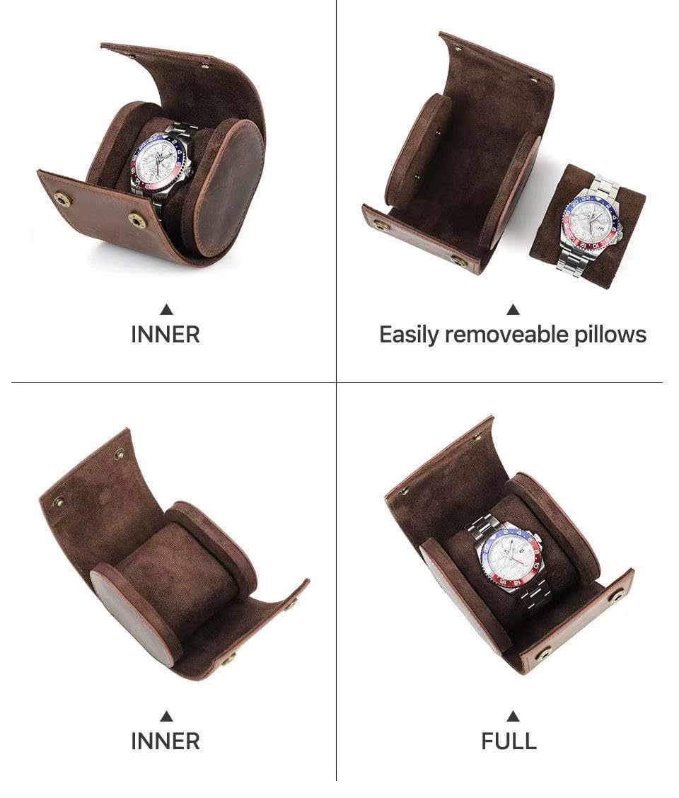 Custodia per orologio singola in vera pelle, custodia da viaggio arrotolabile per riporre gli orologi (1 slot)