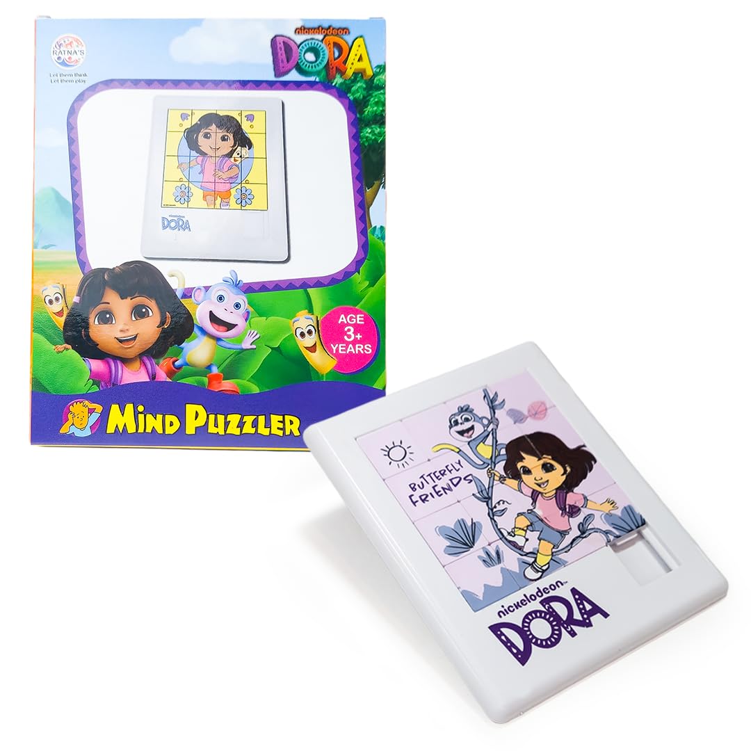Ratna's Dora Mind Puzzler Slide and Solve Framed Puzzle Game, 5 Different Characters Available, Toys for Kids Ages 3+ Years-image-46
