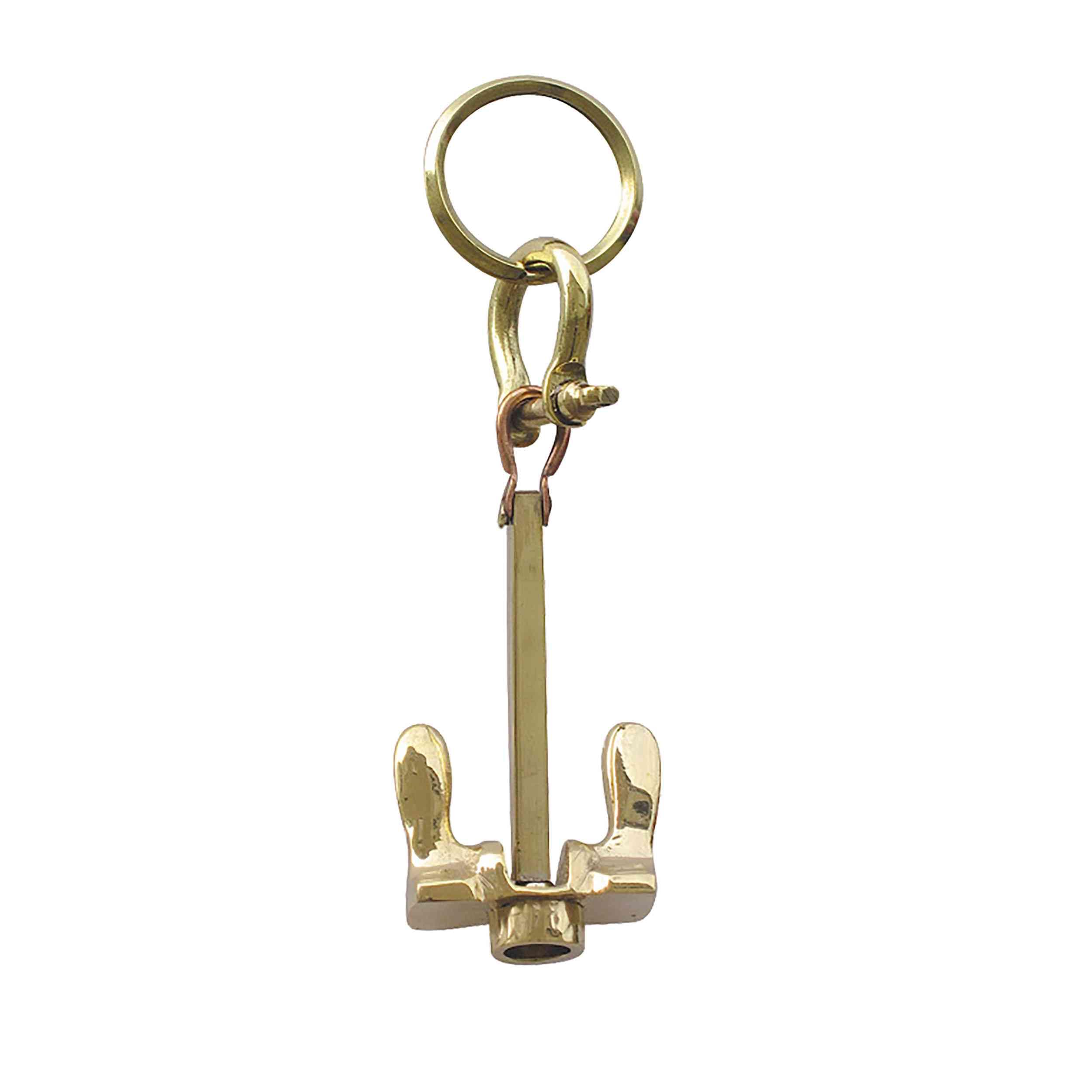 NKlaus Large Brass Anchor Keyring - 11 x 4 cm Nautical Retro Decoration, Maritime Symbol 16010, gold, M