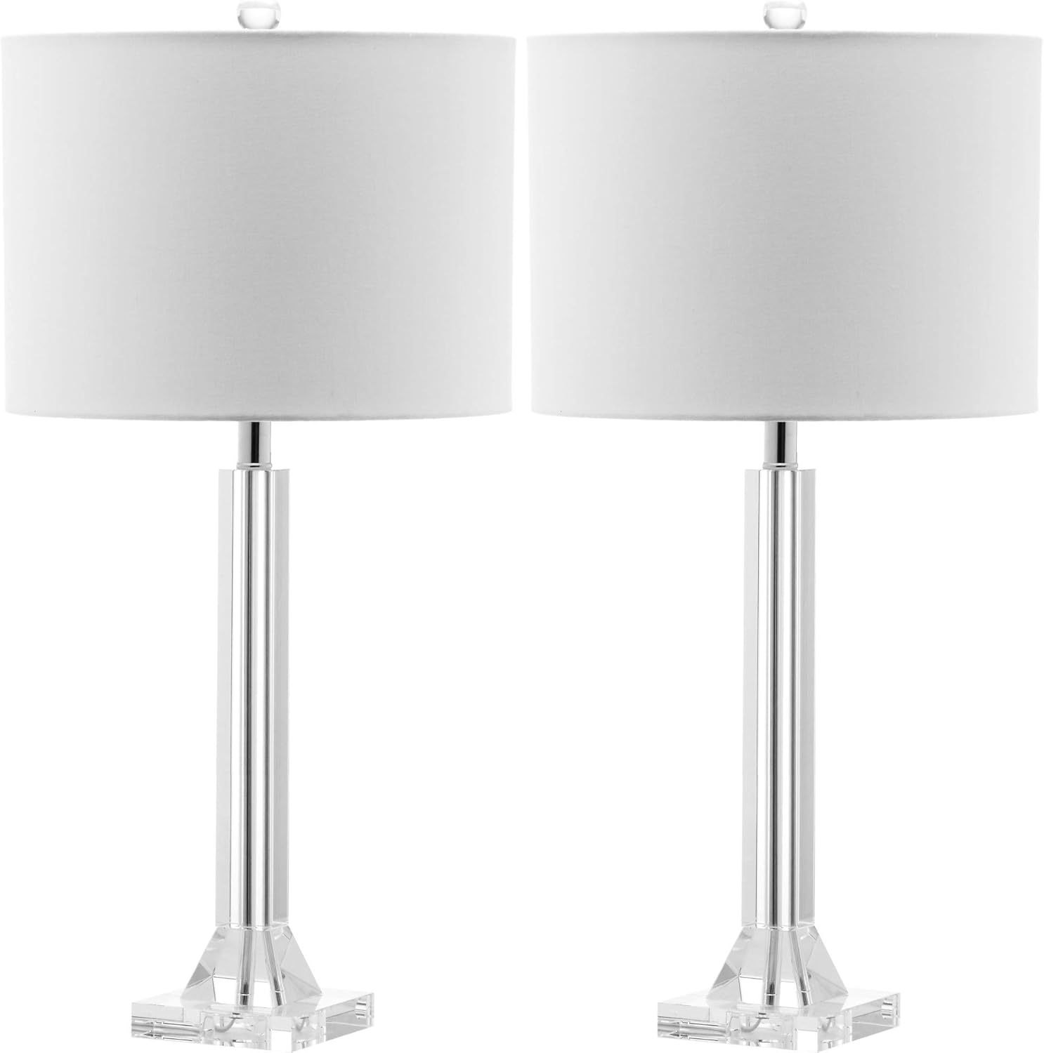 SAFAVIEH Lighting Collection Tyrone Modern Crystal Column 27-inch Bedroom Living Room Home Office Desk Nightstand Table Lamp Set of 2 (LED Bulbs Included)