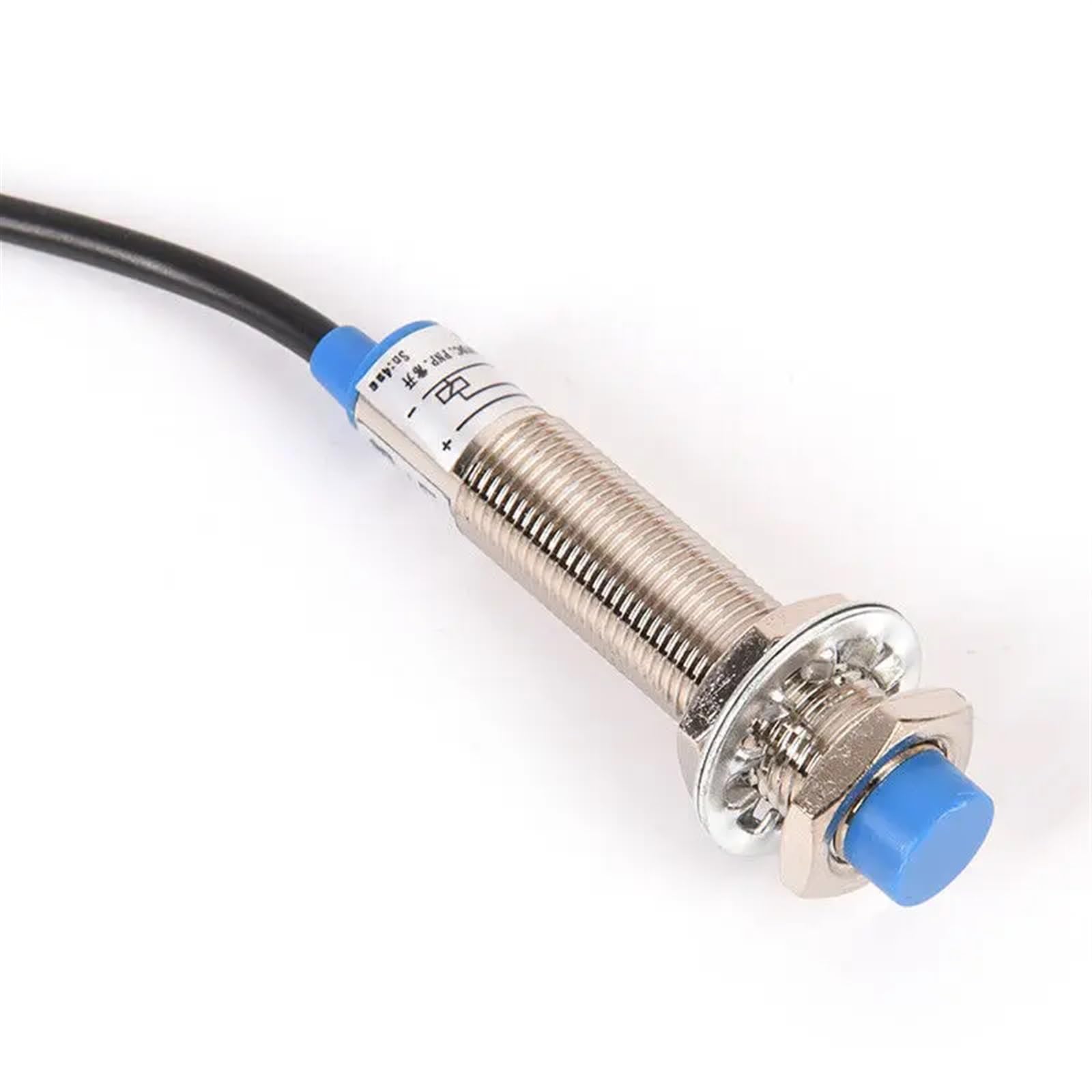 1 pieza M12 tres cables CC PNP NO 5 mm Sensor de interruptor de proximidad capacitivo de medición de distancia Cabeza azul