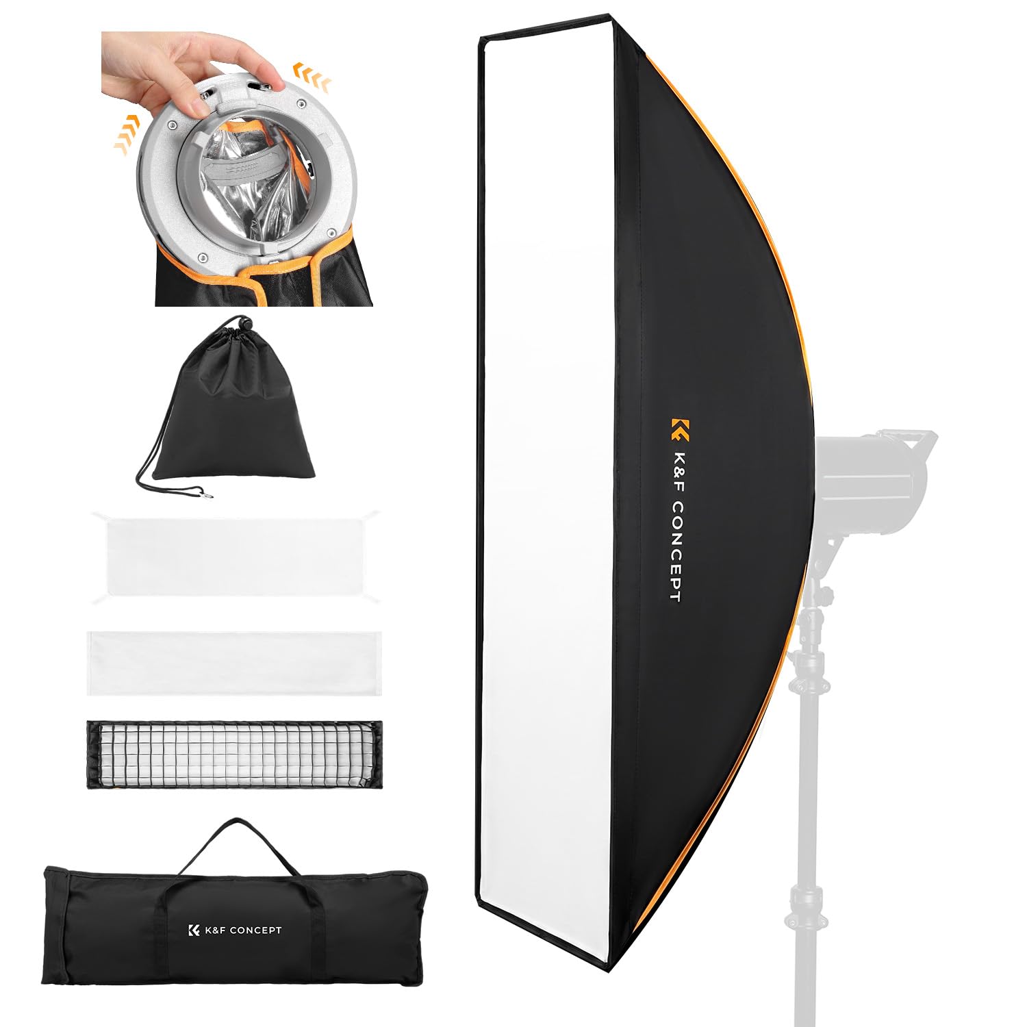 K&F Concept Softbox Rectangulaire 30x120cm Bowens pour Studio