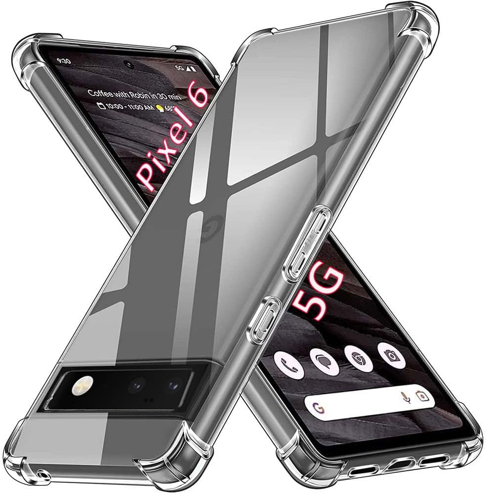 USTIYA for Google Pixel 6 Case Clear TPU Four Corners Cover Transparent Soft funda
