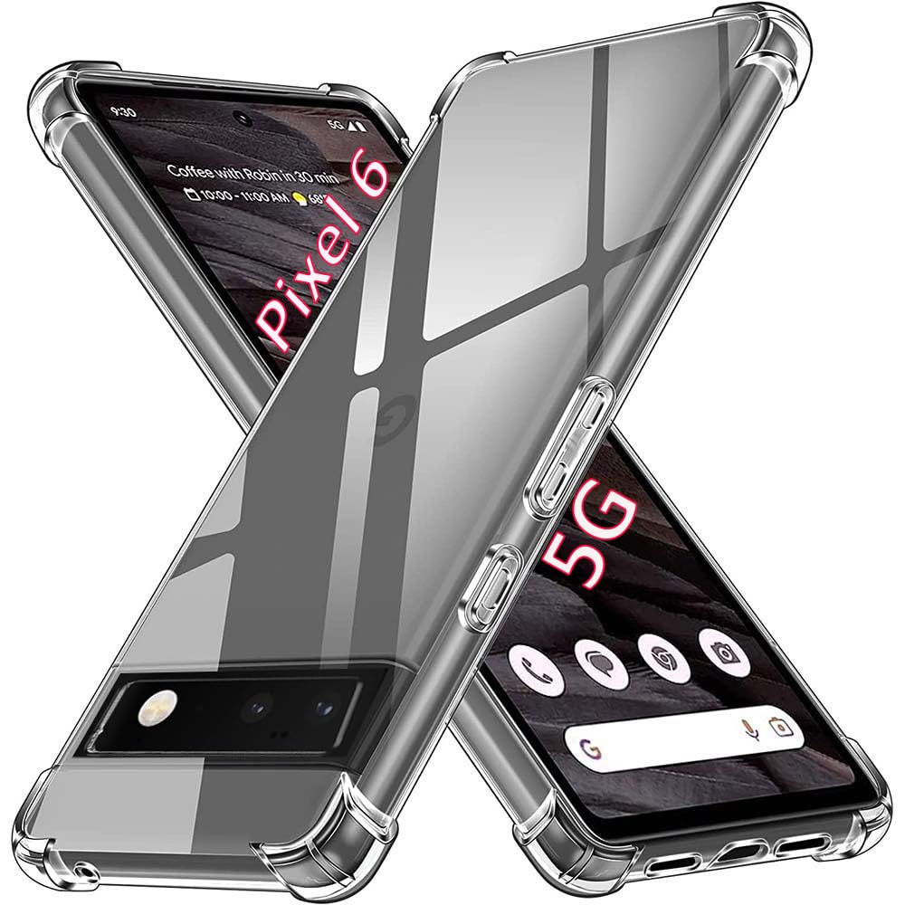 USTIYA for Google Pixel 6 Case Clear TPU Four Corners Cover Transparent Soft funda