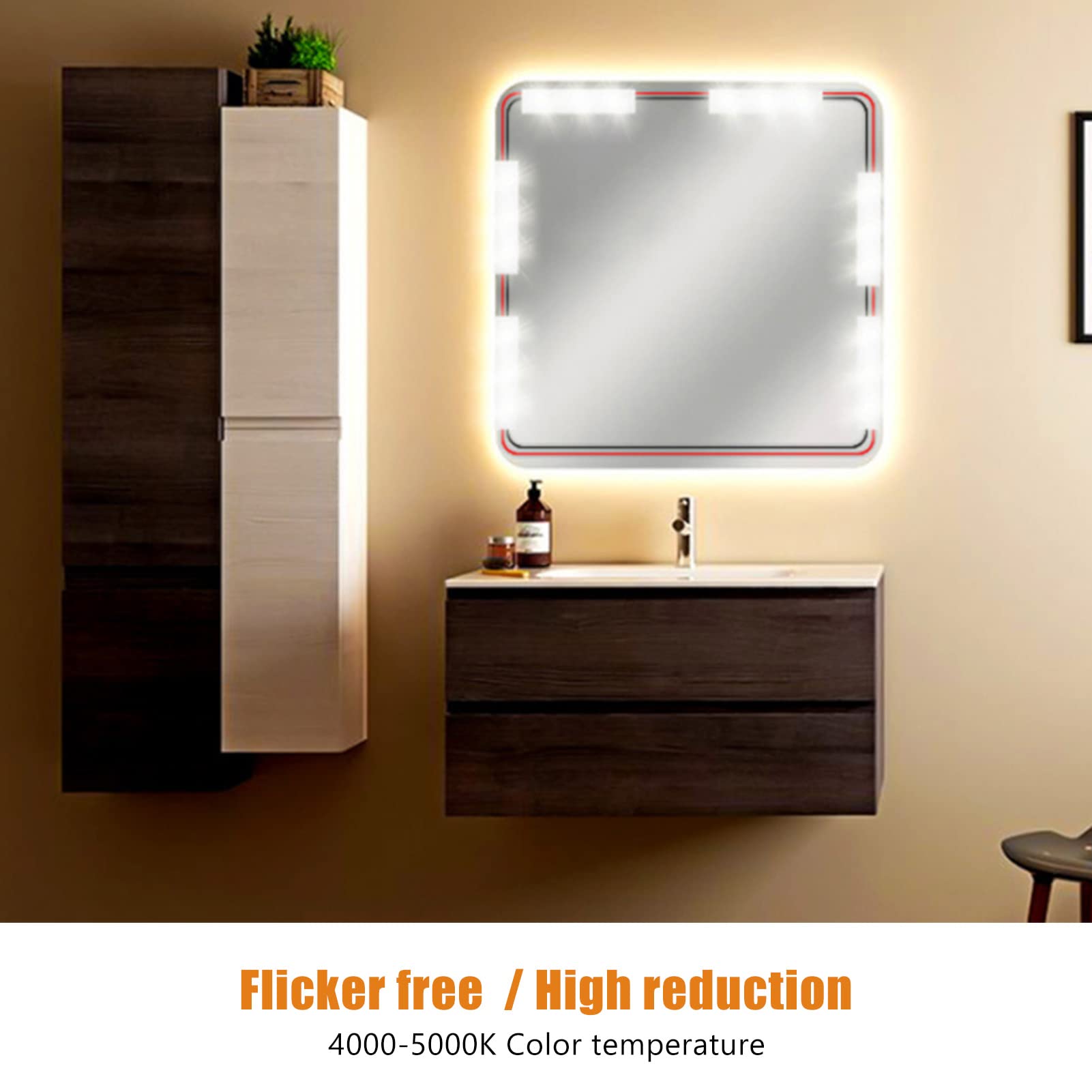 Led Vanity Mirror Lights Vanity Make Up Light, String Light Bars Ultra Bright White LED, Regulacja Jasności Lights Strip, USB Plug In Mirror Lights do Makijażu Toaletka i Lustro łazienkowe(6 strun)