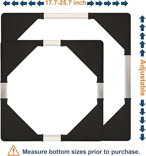 Miniatura 3 de Mini soporte para refrigerador con 4 ruedas de bloqueo de 17.7 a 25.6 pulgadas, base de soporte ajustable para lavadora, para muebles, soporte