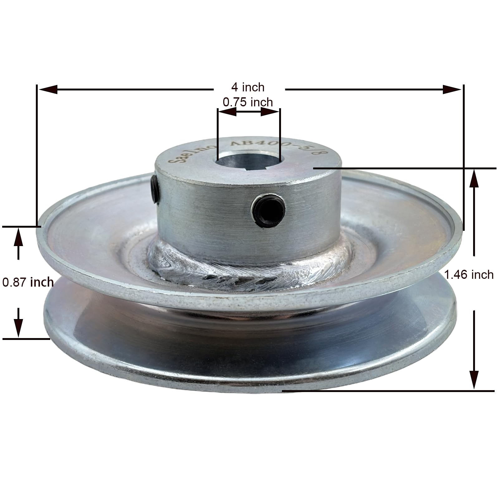 AB400-5/8 Single Groove Web Sheaves, v Belt Pulley 4" OD 5/8 inch bore,Motor Pulley Carbon Steel for A B 5L 4L V-Belts — Amazon image 2