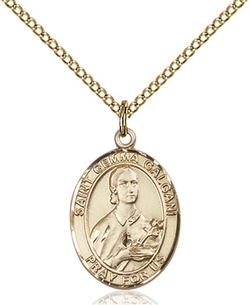 Bonyak Jewelry St. Gemma Galgani Hand-Crafted Oval Medal Pendant in 14kt Yellow Gold-Filled