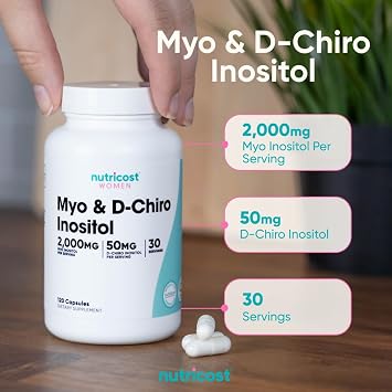 Nutricost Myo Inositol & D-Chiro Inositol for Women, 120 Capsules, GMO-Free | 2000mg Myo & 50mg D-Chiro Per Serving, 30 Servings, Vegetarian Friendly, Gluten Free