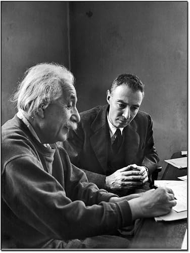 J. Robert Oppenheimer y Einstein - Póster famoso del padre de la bomba atómica, lienzo impreso en lienzo para pared, póster para dormitorio, sala de