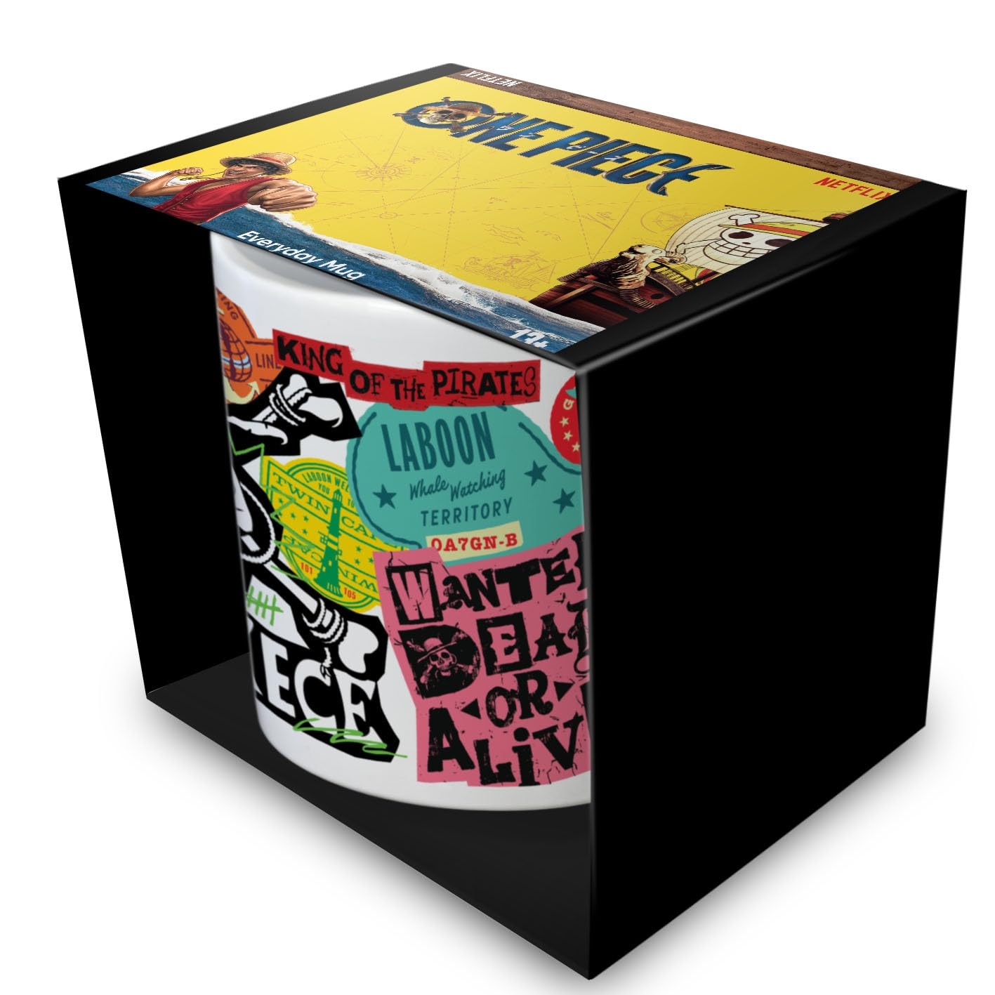 One Piece Live Action Series 2 Stickers 315ml Ceramic Mug, Official Licensed White Coffee Cup, Character Graphic Tea Mug, Anime Fan Gift