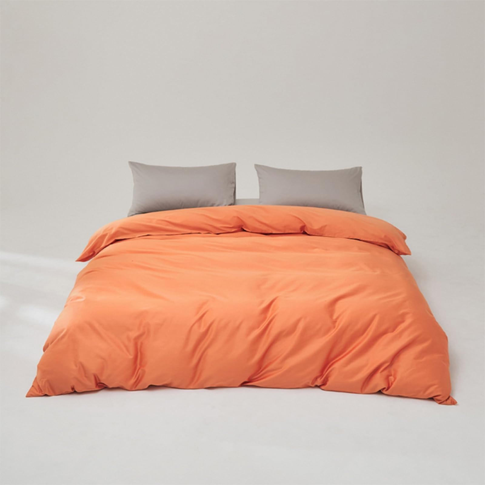 Housse de couette 150x200cm orange coton lit simple avec fermeture éclair solide